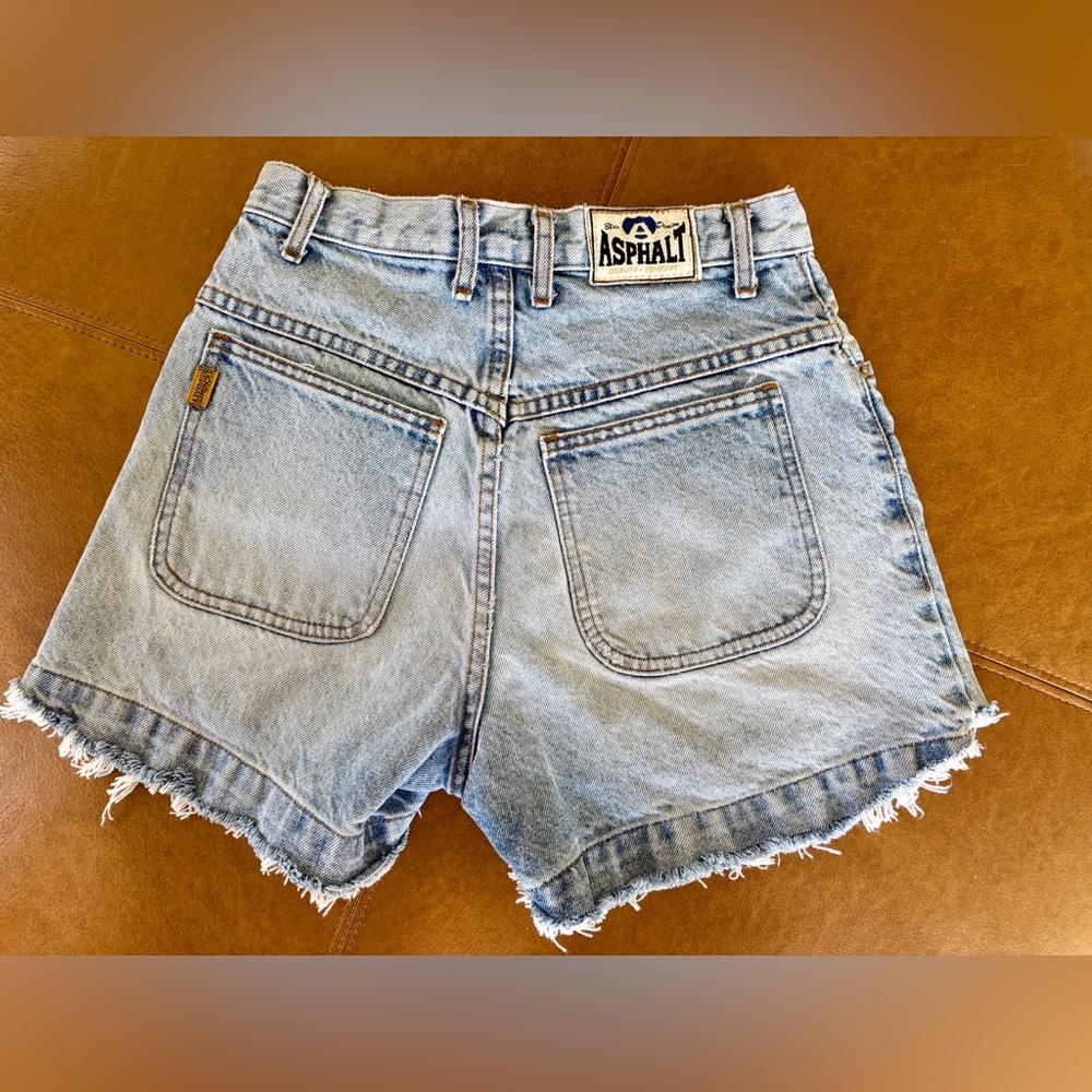 Asphalt Blue Denim Cutoff Shorts Size 9 Juniors High Rise Raw Hem